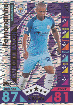 Fernandinho Manchester City 2016/17 Topps Match Attax Man of the Match #425